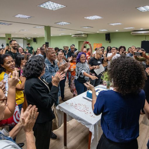 Photo of in-person participants at the 5th anniversary celebration of the Favela CLT Project